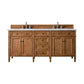 Brittany 72" Double Vanity, Saddle Brown w/ 3 CM Arctic Fall Solid Surface Top