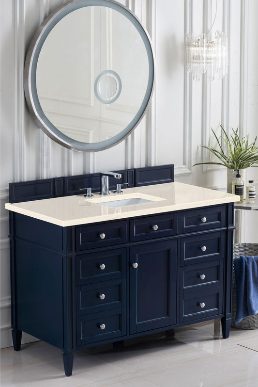 Brittany 48" Single Vanity, Victory Blue w/ 3 CM Eternal Marfil Quartz Top