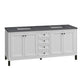 Chicago 72" Double Vanity, Glossy White w/ 3 CM Charcoal Soapstone Top