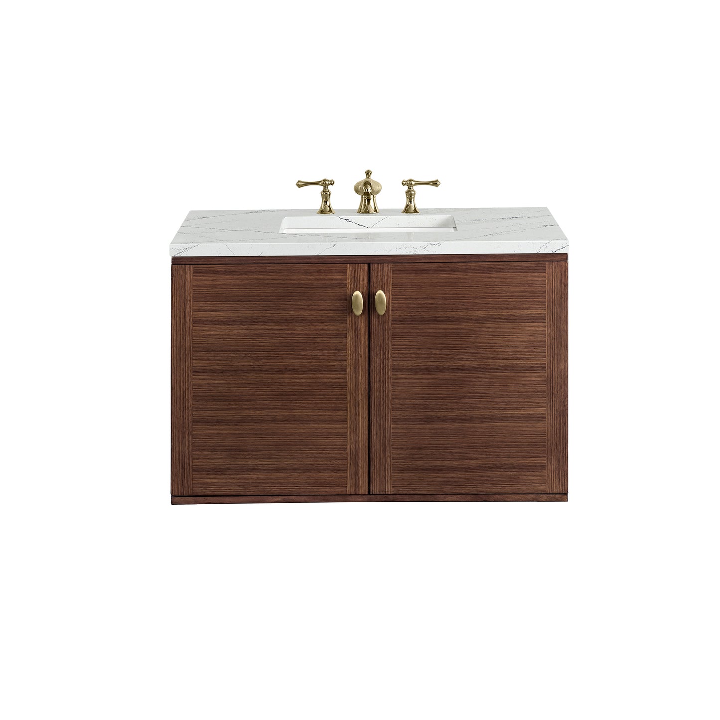 Amberly 36" Single Vanity, Mid-Century Walnut w/ 3 CM Ethereal Noctis Top