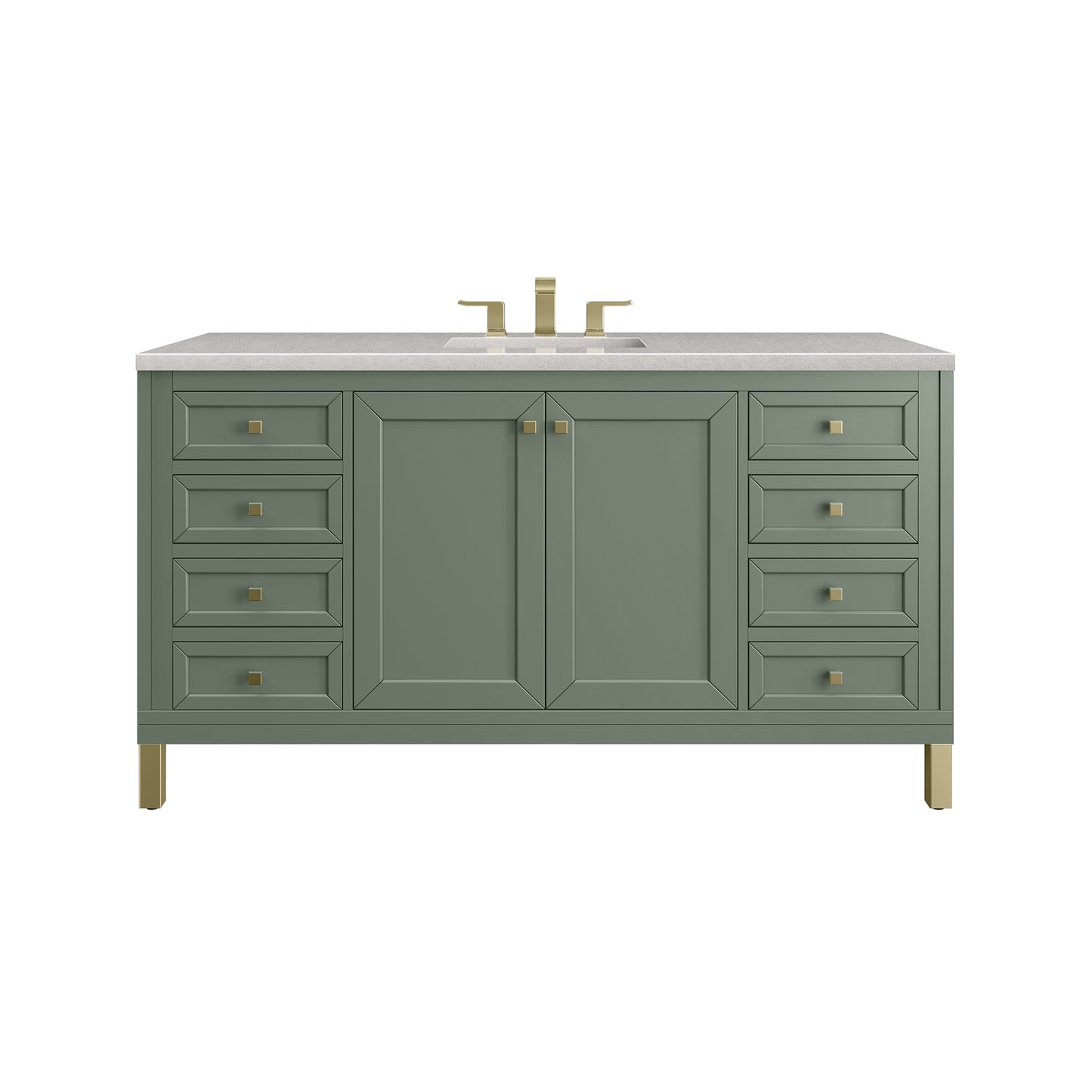 Chicago 60" Single Vanity, Smokey Celadon w/ 3 CM Eternal Serena Top