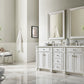 Bristol 72" Double Vanity, Bright White w/ 3 CM Ethereal Noctis Quartz Top