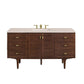 Amberly 60" Single Vanity, Mid-Century Walnut w/ 3 CM Eternal Marfil Top