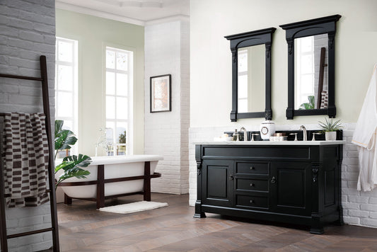 Brookfield 60" Double Vanity, Antique Black w/ 3 CM Ethereal Noctis Quartz Top