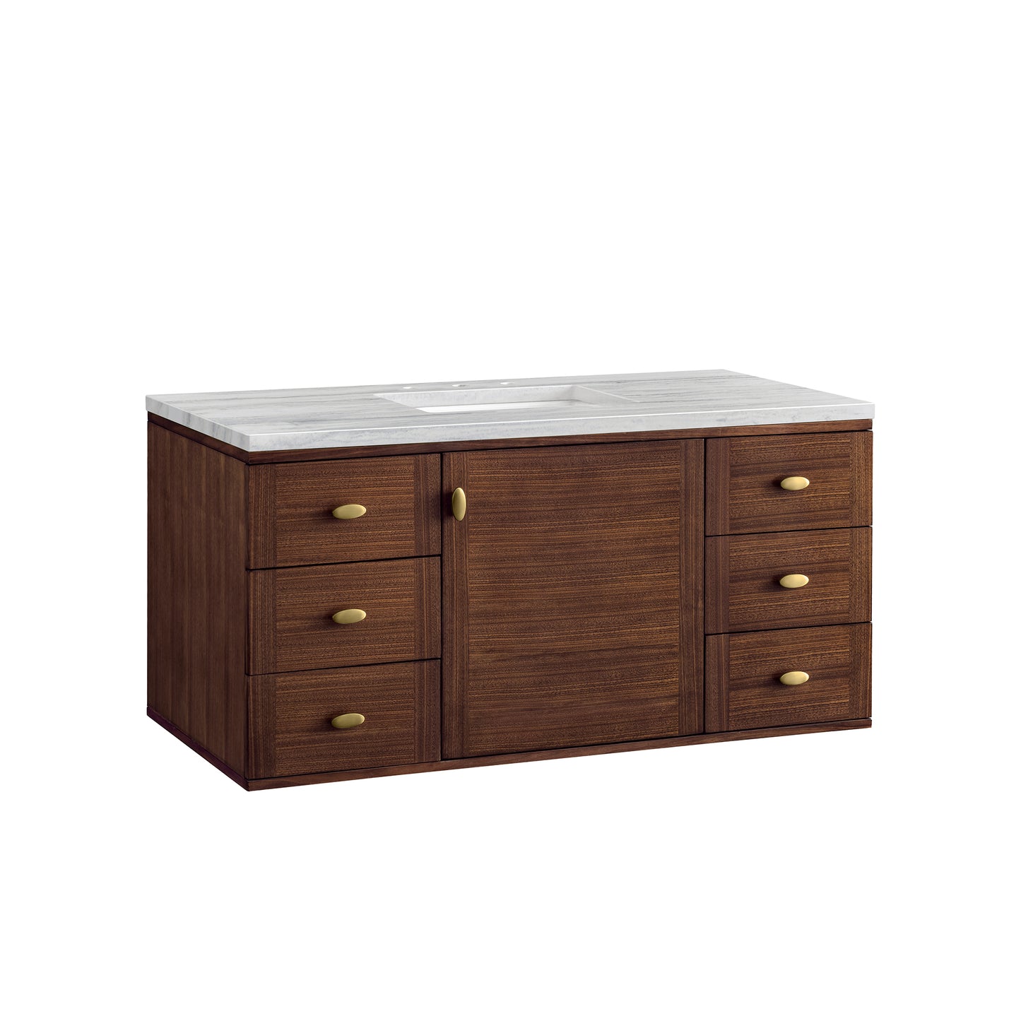 Amberly 48" Single Vanity, Mid-Century Walnut w/ 3 CM Arctic Fall Top