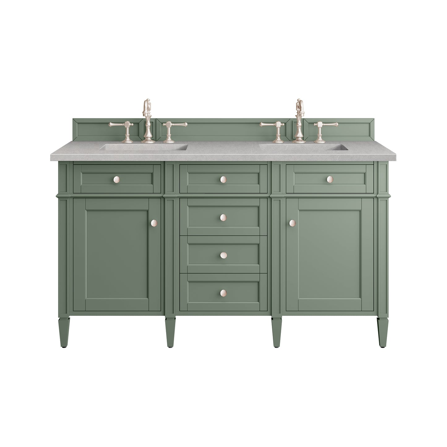 Brittany 60" Double Vanity, Smokey Celadon w/ 3 CM Eternal Serena Top