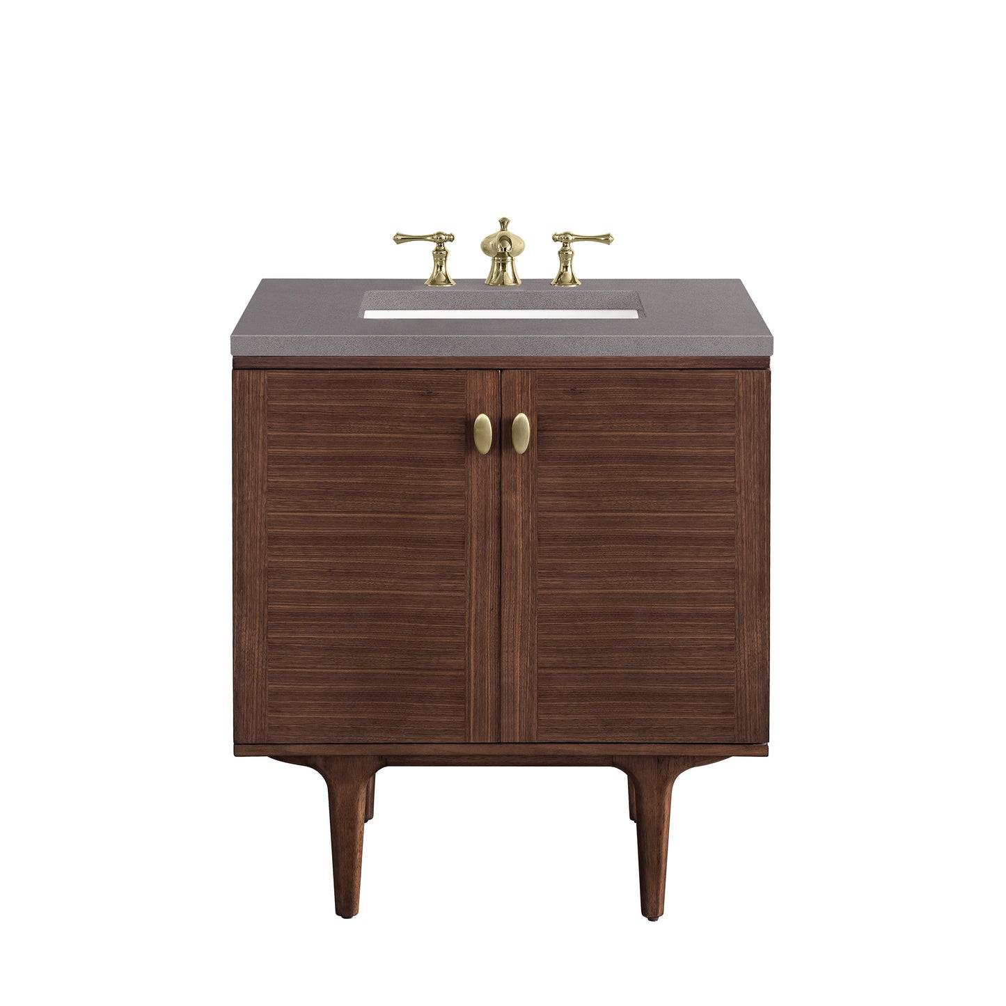 Amberly 30" Single Vanity, Mid-Century Walnut w/ 3 CM Grey Expo Top