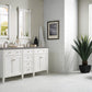 Brittany 72" Double Vanity, Bright White Vanity w/ 3 CM Grey Expo Quartz Top