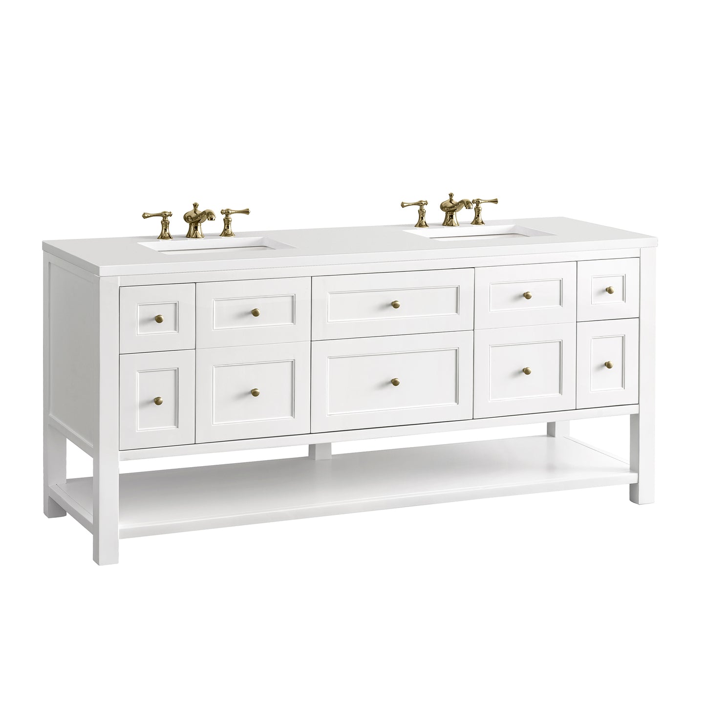 Breckenridge 72" Double Vanity, Bright White w/ 3 CM White Zeus Top