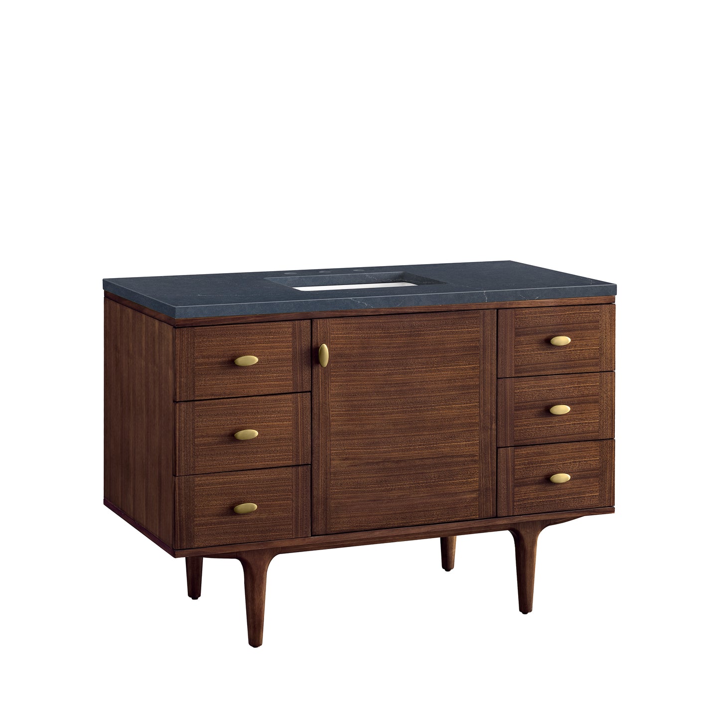 Amberly 48" Single Vanity, Mid-Century Walnut w/ 3 CM Charcoal Soapstone Top