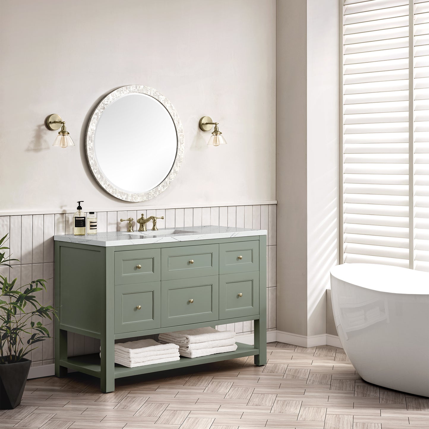 Breckenridge 48" Single Vanity, Smokey Celadon w/ 3 CM Ethereal Noctis Top