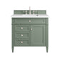 Brittany 36" Single Vanity, Smokey Celadon w/ 3 CM White Zeus Top