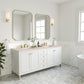 Chicago 72" Double Vanity, Glossy White w/ 3 CM Eternal Marfil Top