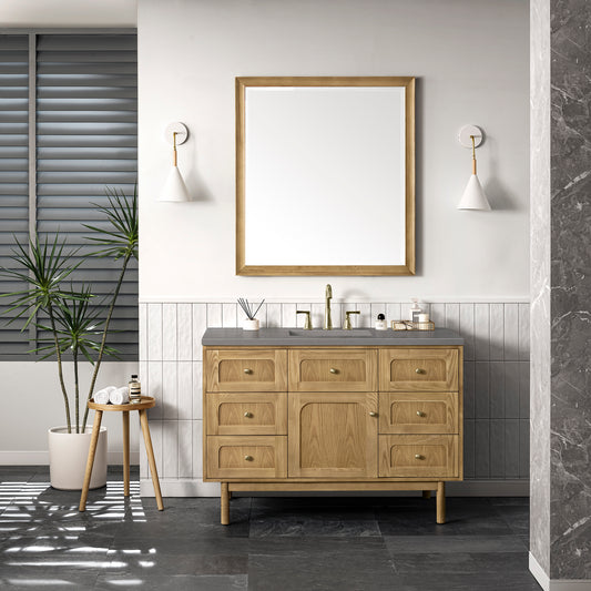 Laurent 48" Single Vanity, Light Natural Oak w/ 3 CM Grey Expo Top