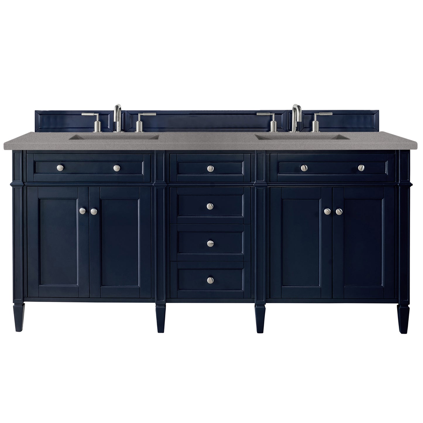 Brittany 72" Double Vanity, Victory Blue w/ 3 CM Grey Expo Quartz Top