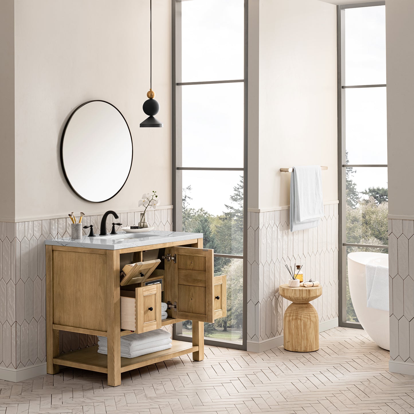 Breckenridge 36" Single Vanity, Light Natural Oak w/ 3 CM Ethereal Noctis Top