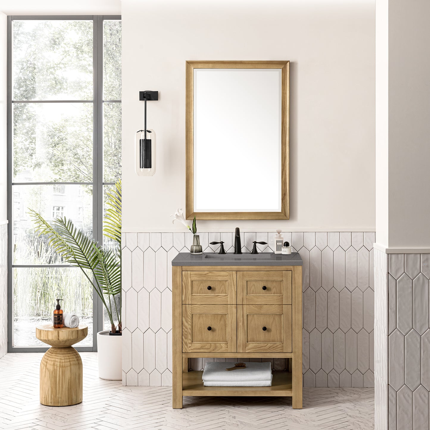 Breckenridge 30" Single Vanity, Light Natural Oak w/ 3 CM Grey Expo Top