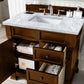 Brookfield 36" Single Vanity, Country Oak w/ 3 CM Carrara Marble Top