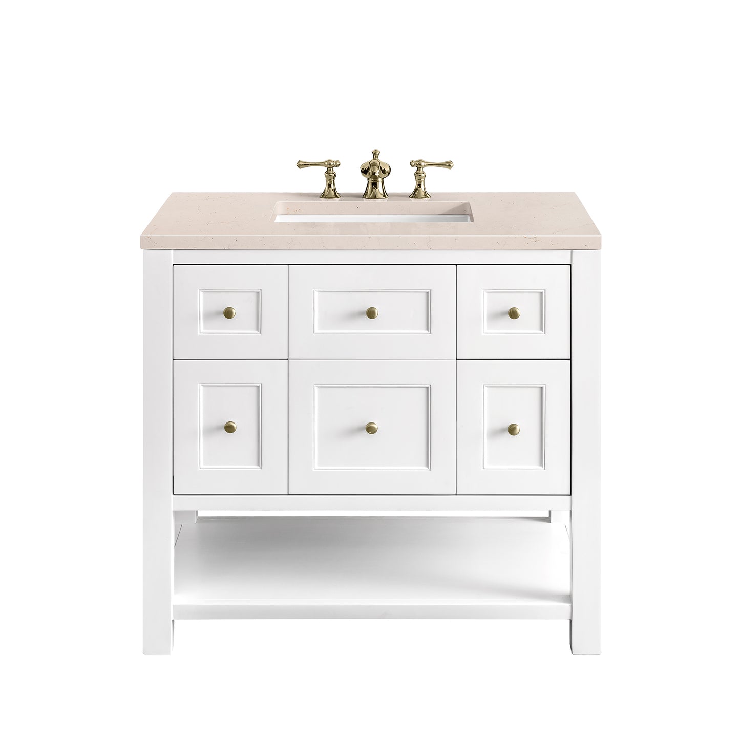 Breckenridge 36" Single Vanity, Bright White w/ 3 CM Eternal Marfil Top