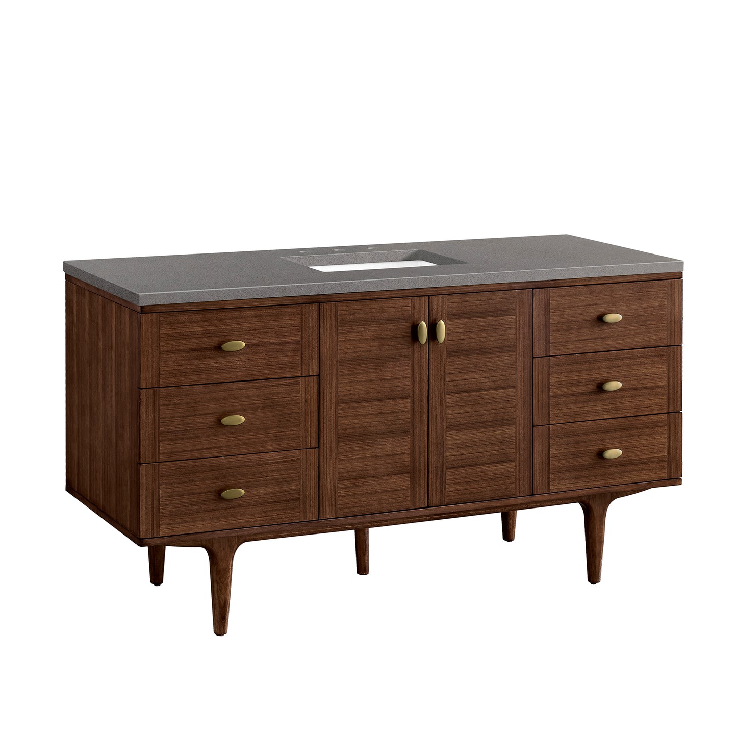 Amberly 60" Single Vanity, Mid-Century Walnut w/ 3 CM Grey Expo Top