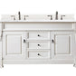 Brookfield 60" Double Vanity, Bright White w/ 3 CM Arctic Fall Solid Surface Top