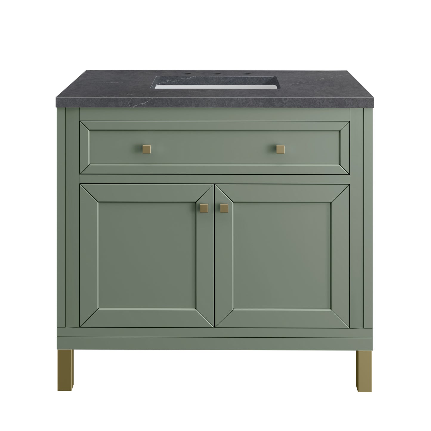 Chicago 36" Single Vanity, Smokey Celadon w/ 3 CM Charcoal Soapstone Top