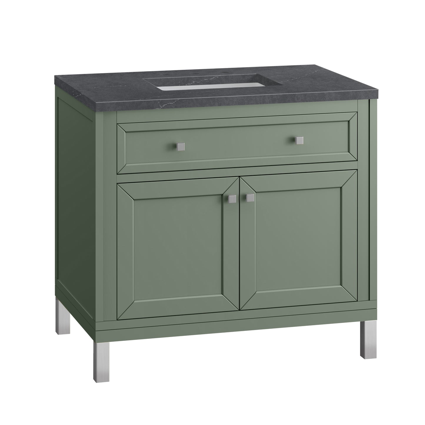 Chicago 36" Single Vanity, Smokey Celadon w/ 3 CM Charcoal Soapstone Top