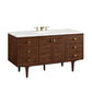 Amberly 60" Single Vanity, Mid-Century Walnut w/ 3 CM White Zeus Top