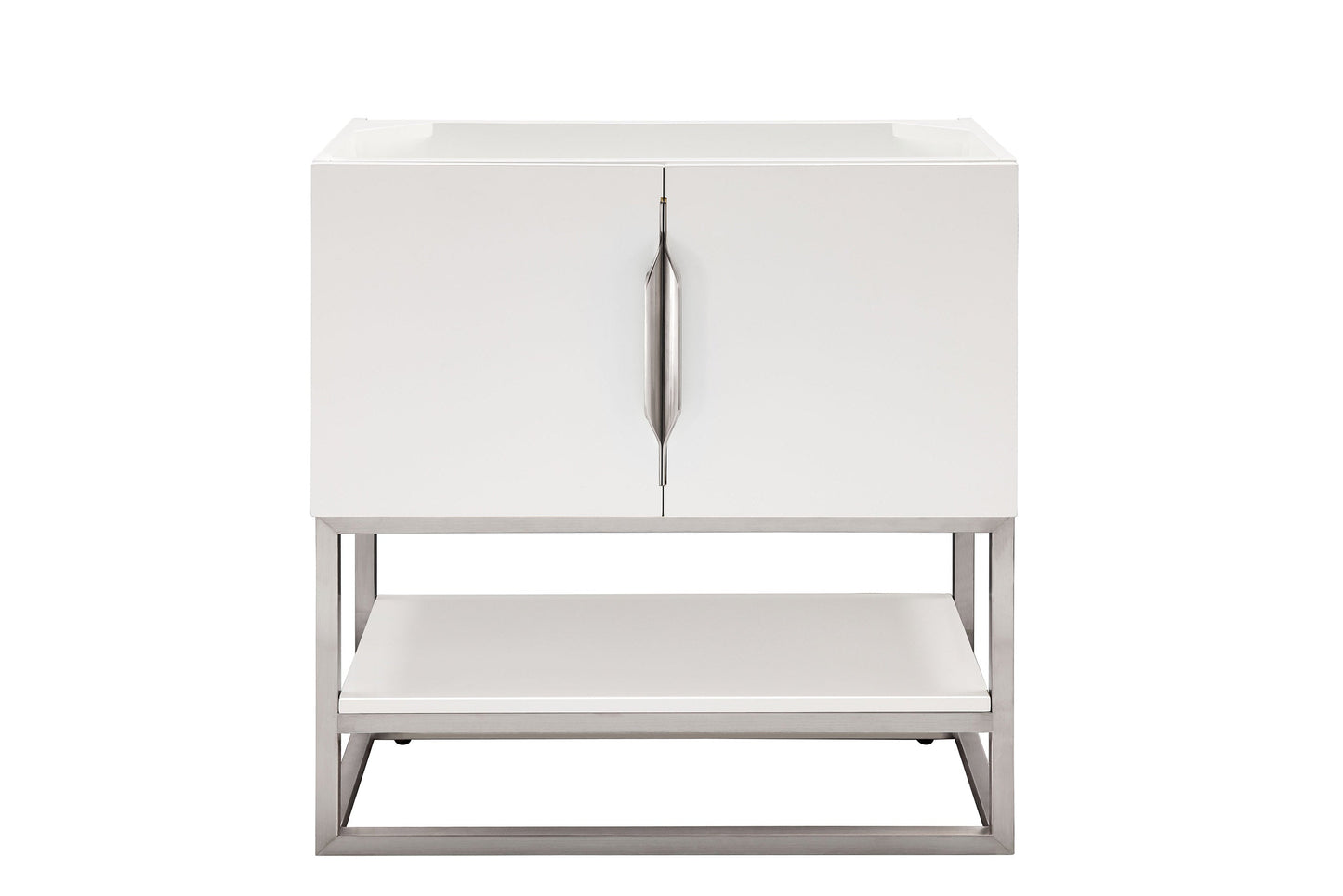 Columbia 31.5" Single Vanity Cabinet, Glossy White, Brushed Nickel