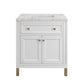 Chicago 30" Single Vanity, Glossy White w/ 3 CM Eternal Jasmine Pearl Top