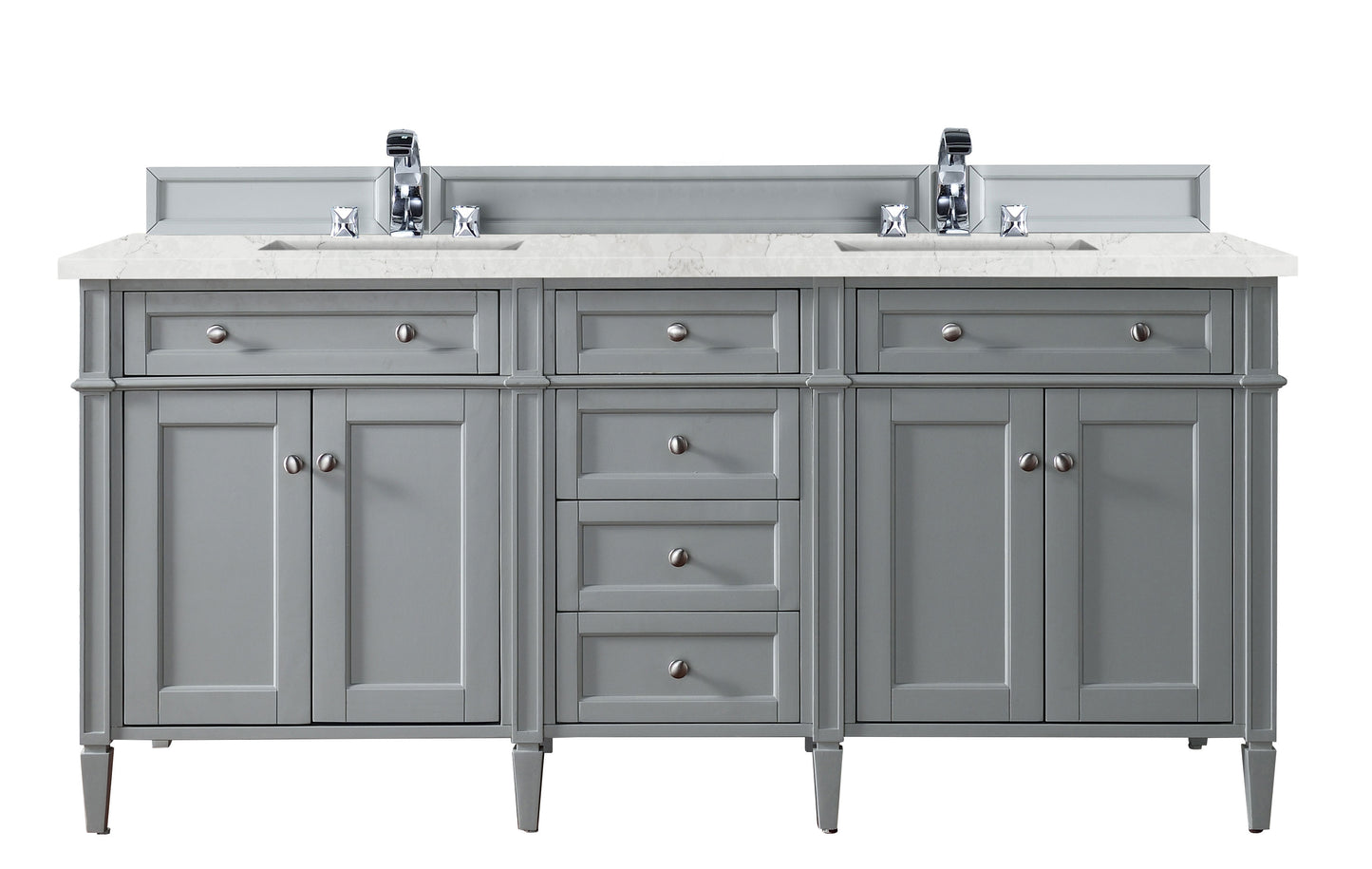 Brittany 72" Double Vanity, Urban Gray w/ 3 CM Eternal Jasmine Pearl Quartz Top