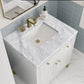 Chicago 30" Single Vanity, Glossy White w/ 3 CM Carrara Marble Top