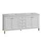 Chicago 72" Double Vanity, Glossy White w/ 3 CM Eternal Serena Top