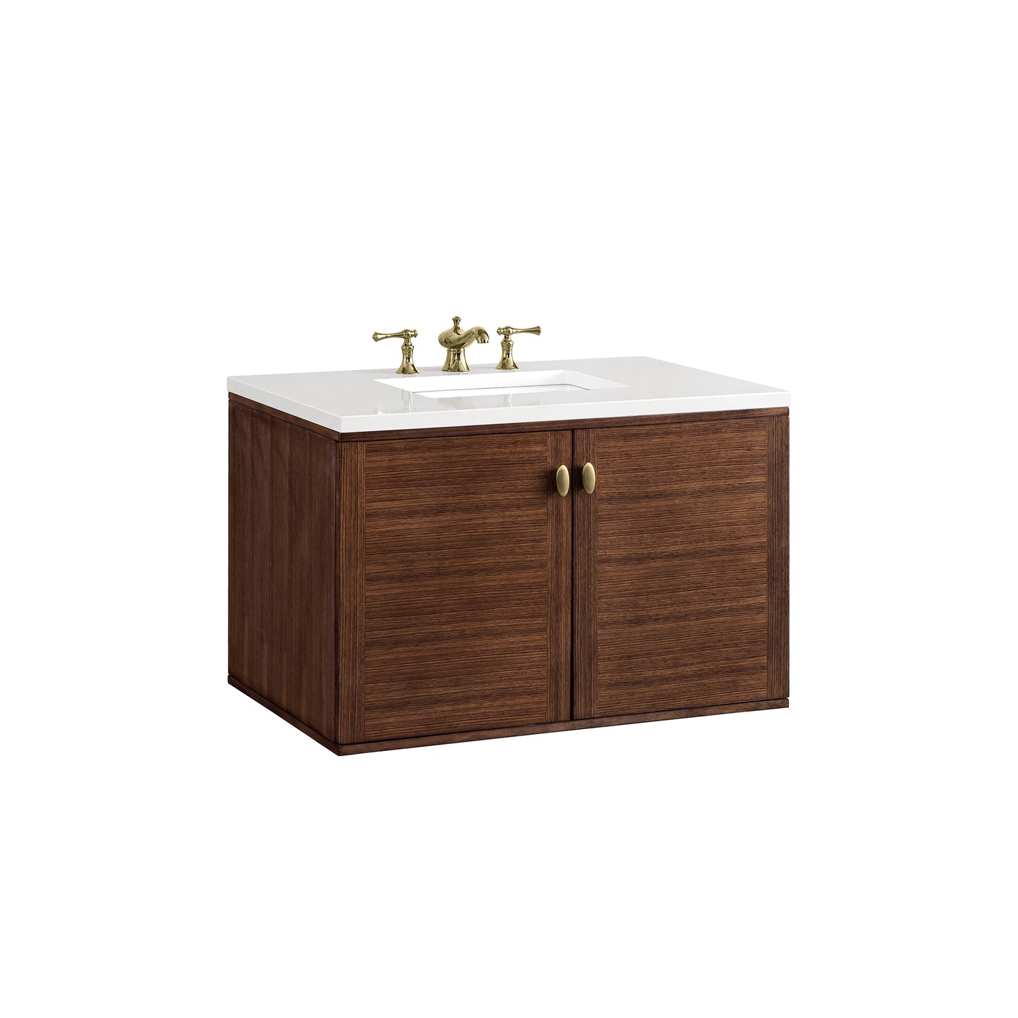 Amberly 36" Single Vanity, Mid-Century Walnut w/ 3 CM White Zeus Top