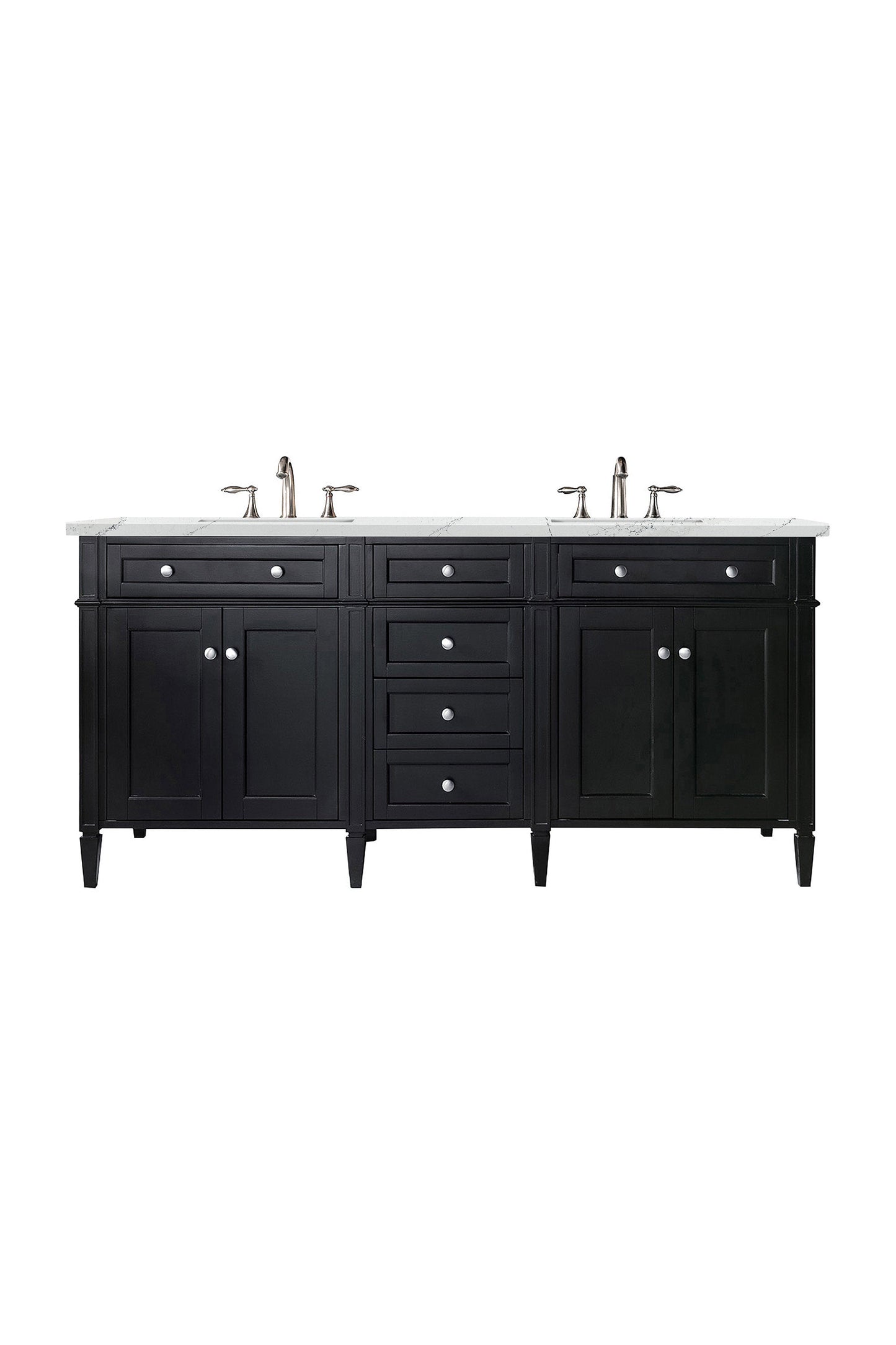 Brittany 72" Double Vanity, Black Onyx w/ 3 CM Ethereal Noctis Quartz Top