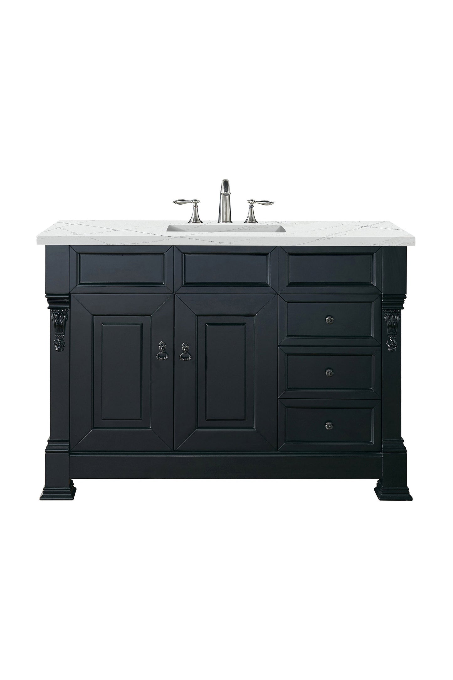 Brookfield 48" Single Vanity, Antique Black w/ 3 CM Ethereal Noctis Quartz Top