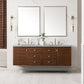 Amberly 72" Double Vanity, Mid-Century Walnut w/ 3 CM Eternal Jasmine Pearl Top