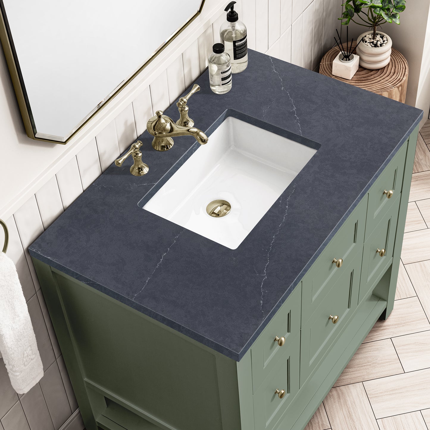 Breckenridge 36" Single Vanity, Smokey Celadon w/ 3 CM Charcoal Soapstone Top