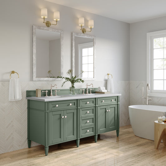 Brittany 72" Double Vanity, Smokey Celadon w/ 3 CM Arctic Fall Top