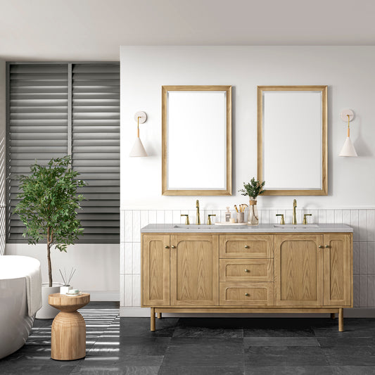 Laurent 72" Double Vanity, Light Natural Oak w/ 3 CM Eternal Serena Top