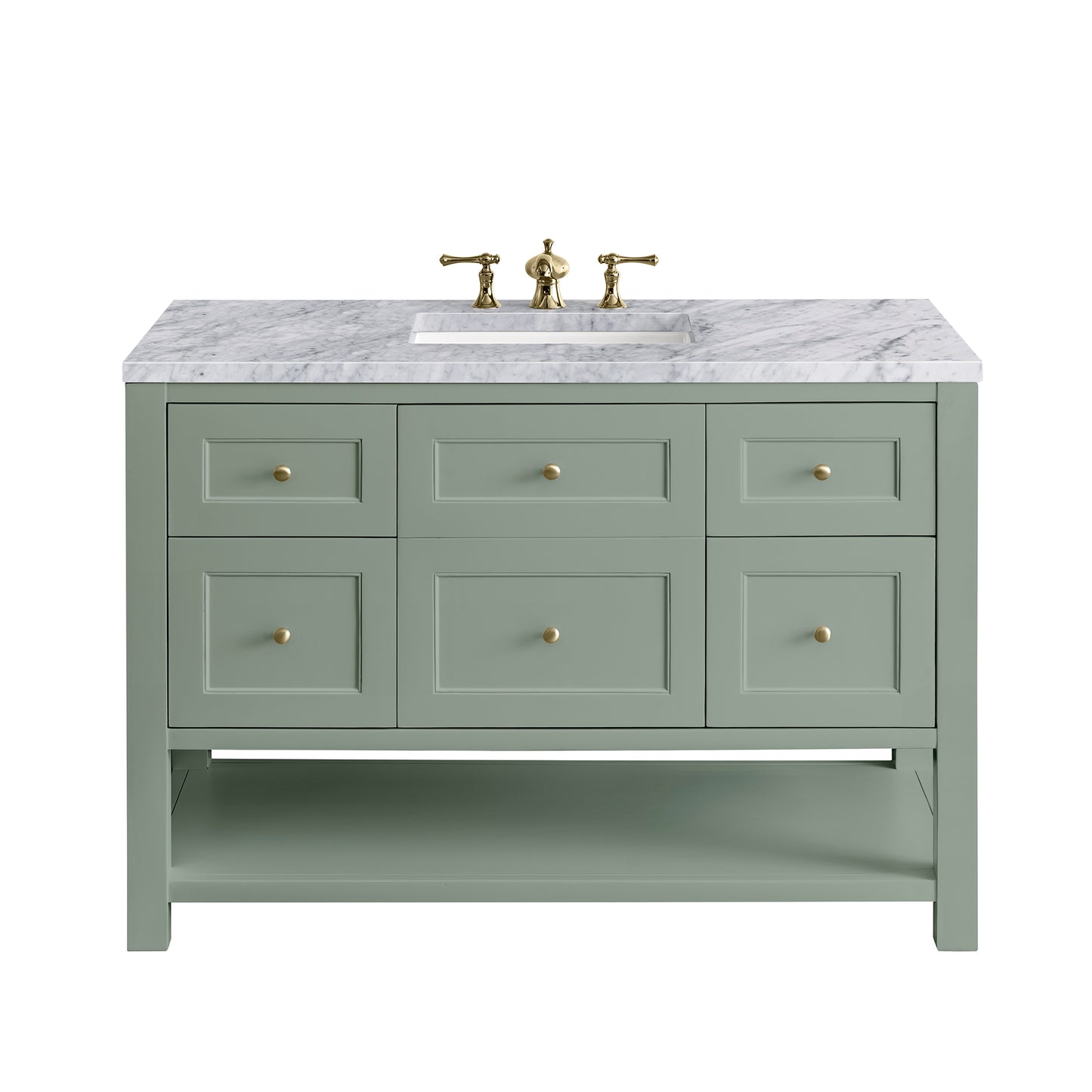 Breckenridge 48" Single Vanity, Smokey Celadon w/ 3 CM Carrara Marble Top