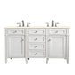 Brittany 60" Double Vanity, Bright White Vanity w/ 3 CM Eternal Marfil Quartz Top