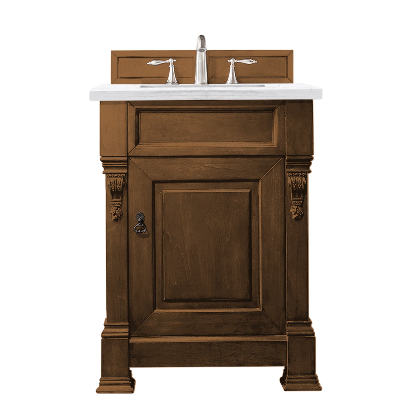 Brookfield 26" Single Vanity, Country Oak w/ 3 CM Arctic Fall Solid Surface Top