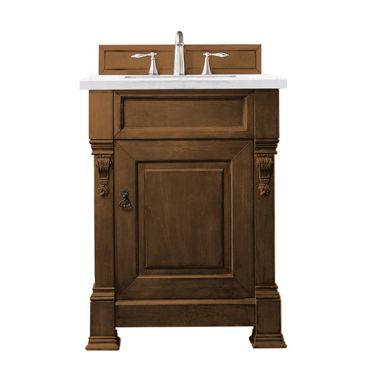 Brookfield 26" Single Vanity, Country Oak w/ 3 CM Arctic Fall Solid Surface Top