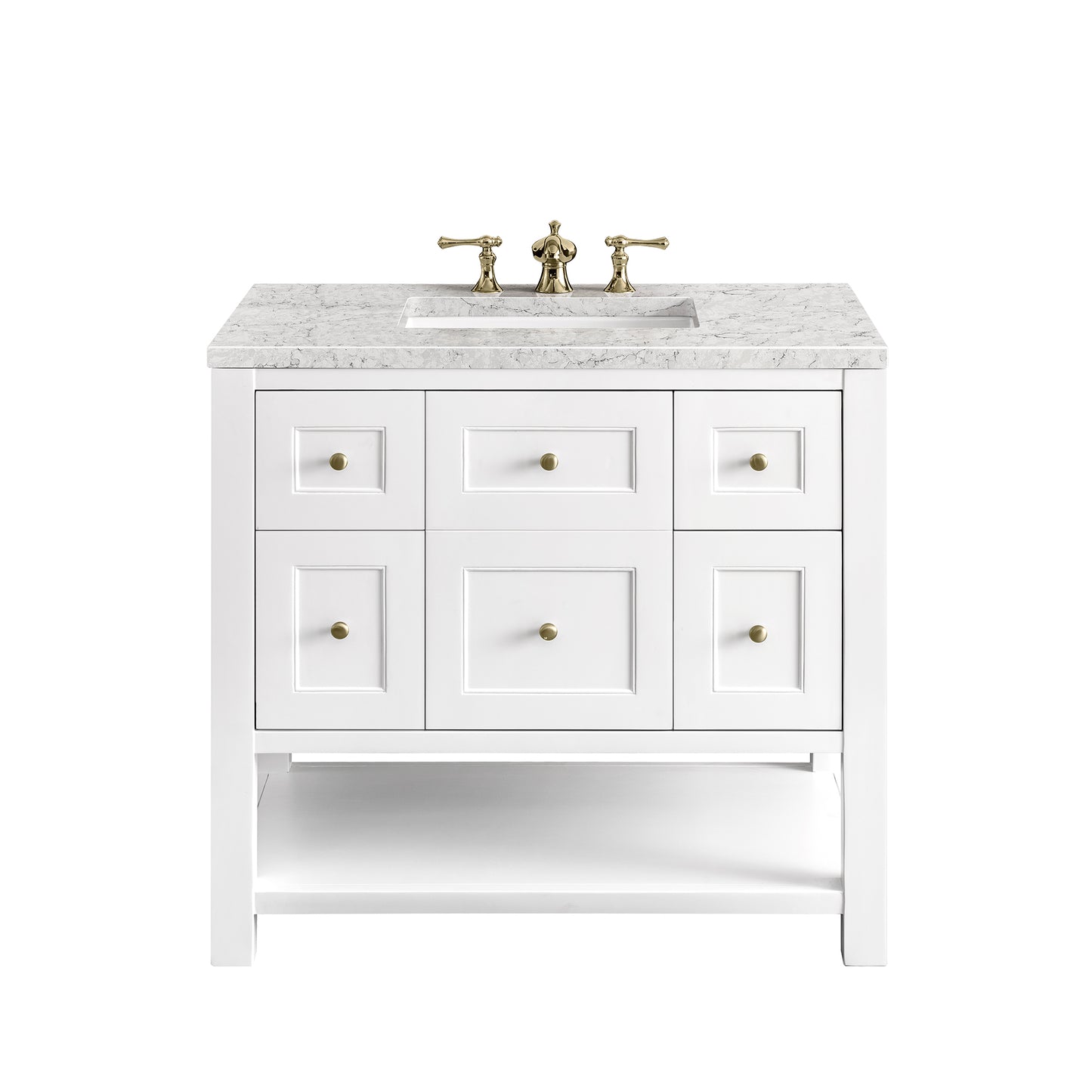 Breckenridge 36" Single Vanity, Bright White w/ 3 CM Eternal Jasmine Pearl Top