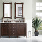 Brittany 60" Double Vanity, Burnished Mahogany w/ 3 CM Ethereal Noctis Quartz Top