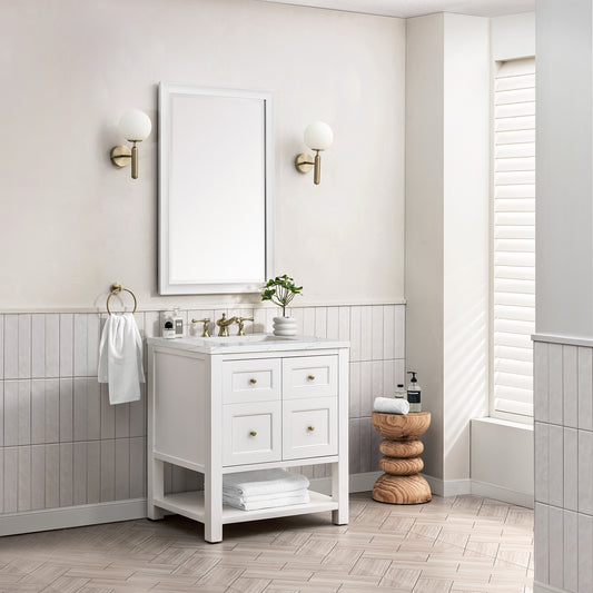 Breckenridge 30" Single Vanity, Bright White w/ 3 CM Ethereal Noctis Top