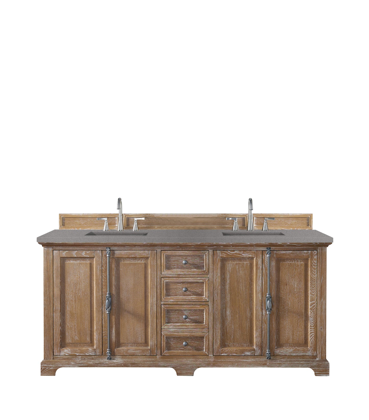 Providence 72" Double Vanity, Driftwood w/ 3 CM Grey Expo Quartz Top