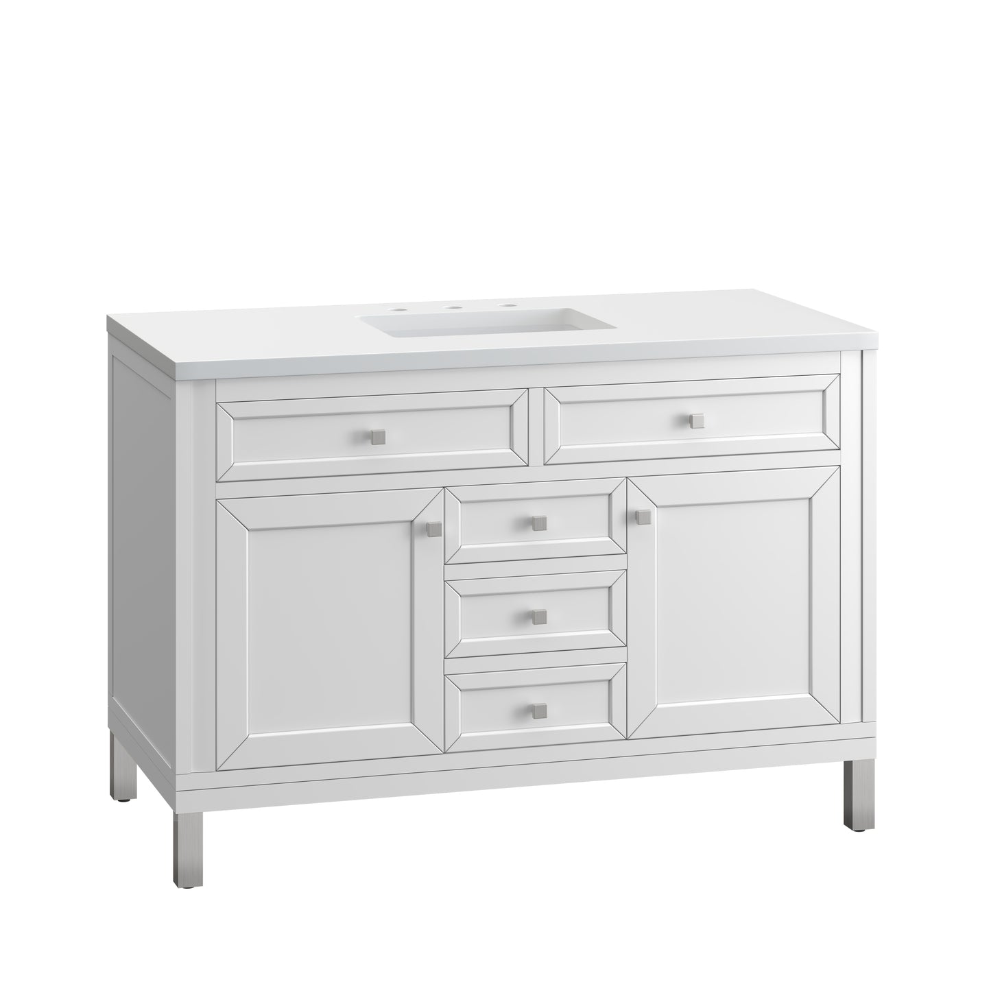 Chicago 48" Single Vanity, Glossy White w/ 3 CM White Zeus Top