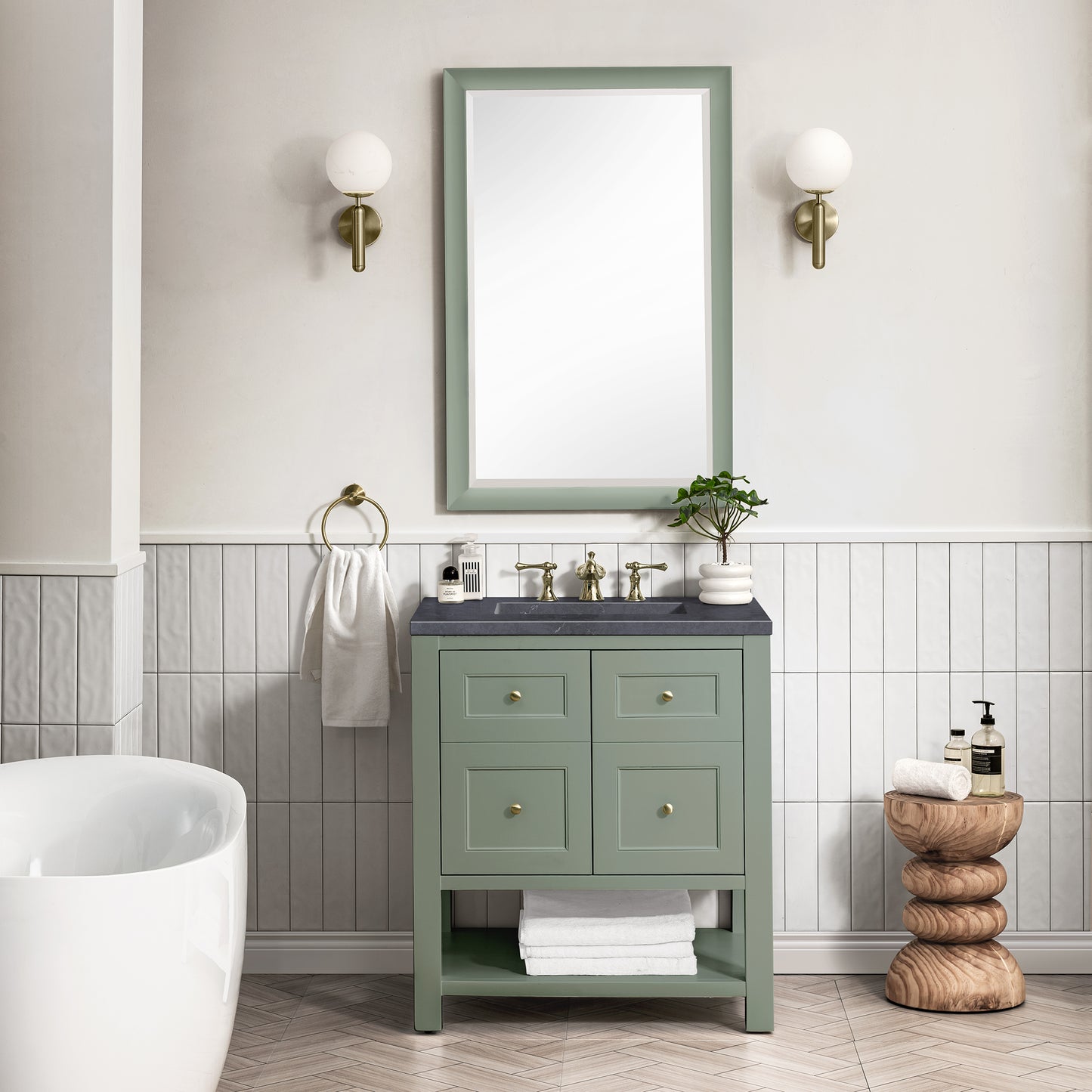 Breckenridge 30" Single Vanity, Smokey Celadon w/ 3 CM Charcoal Soapstone Top